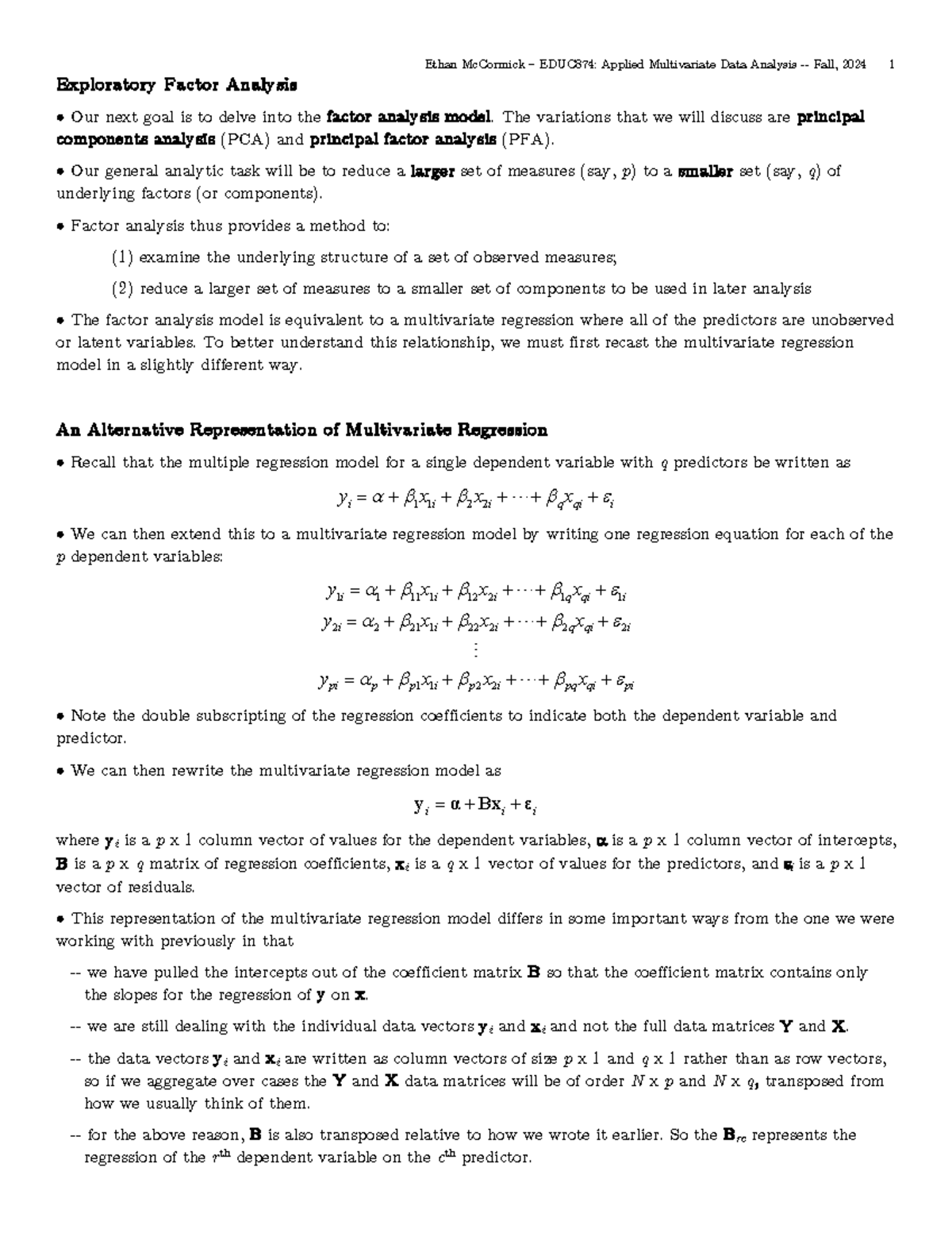 Educ874-Fall24-handout 09 - Exploratory Factor Analysis Our next goal ...