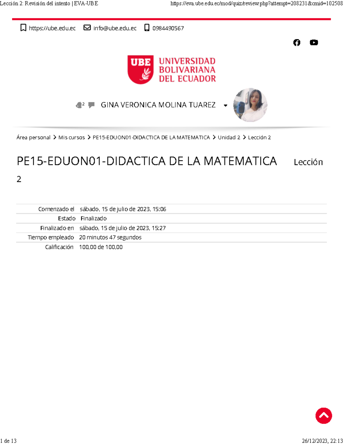 749808527 PE15-EDUON01 Didáctica de la Matemática Lección 2 - Studocu