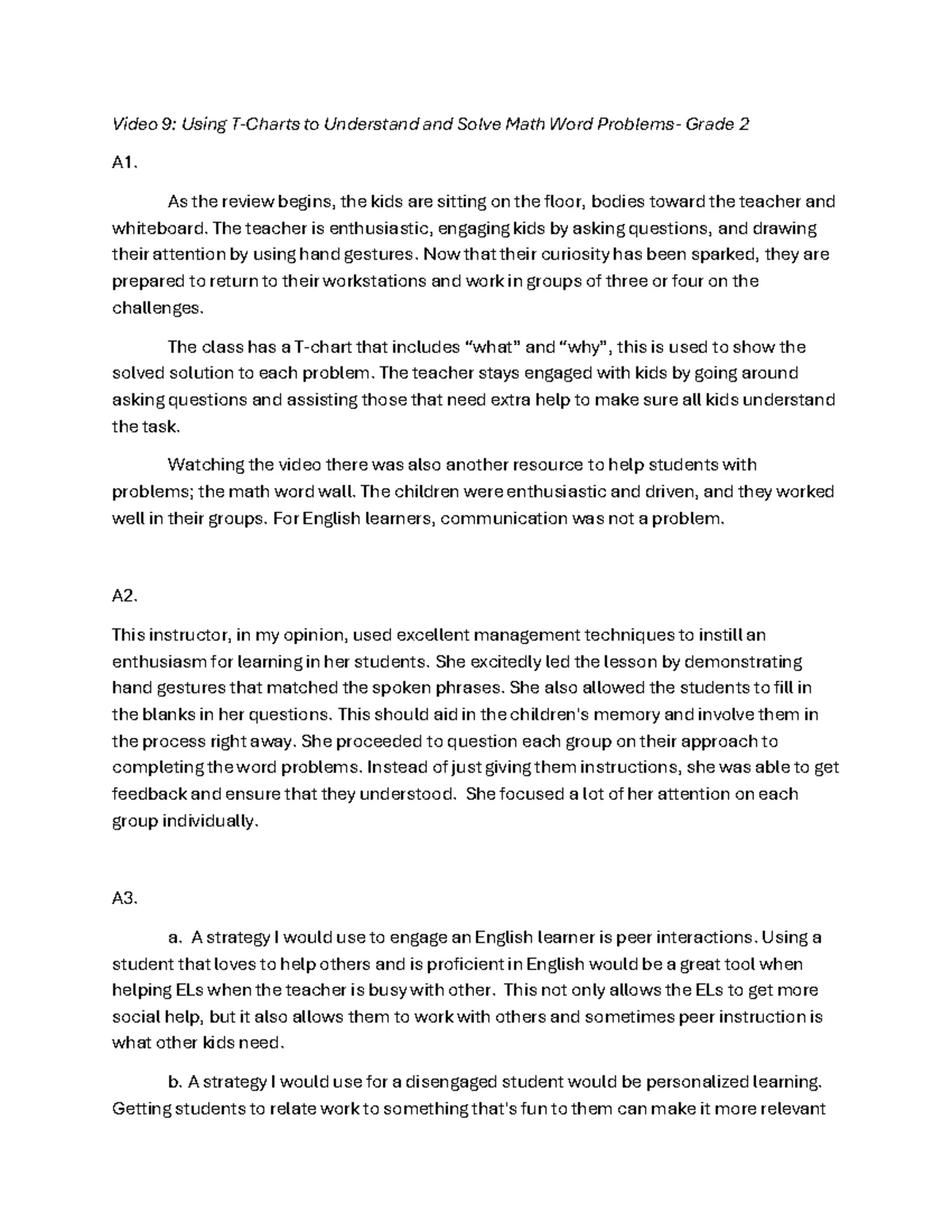 ENN1 Task 1: Enhancing Math Comprehension in Kindergarten Classrooms ...
