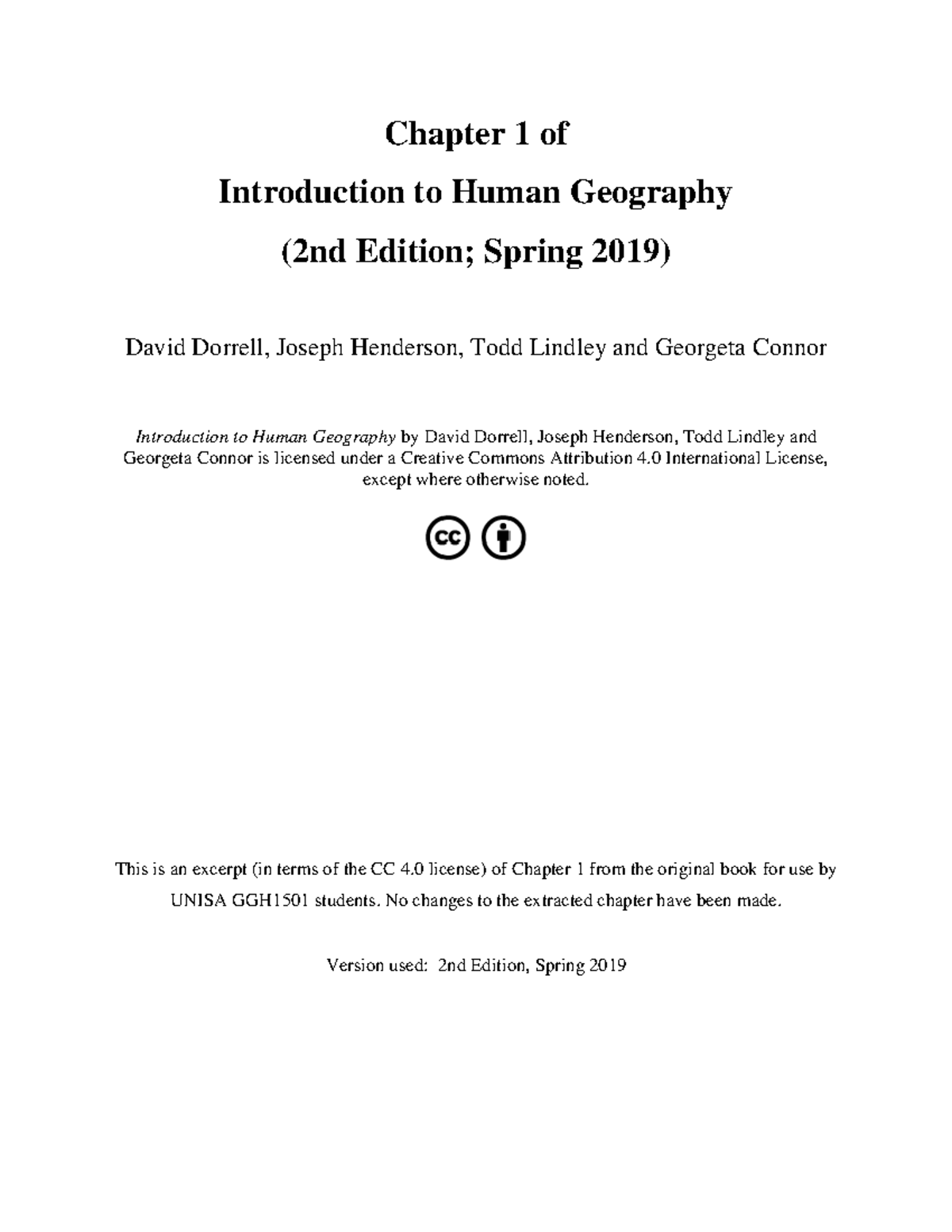 LU 1, Chapter 1: Introduction to Human Geography - GGH1501 - Studocu