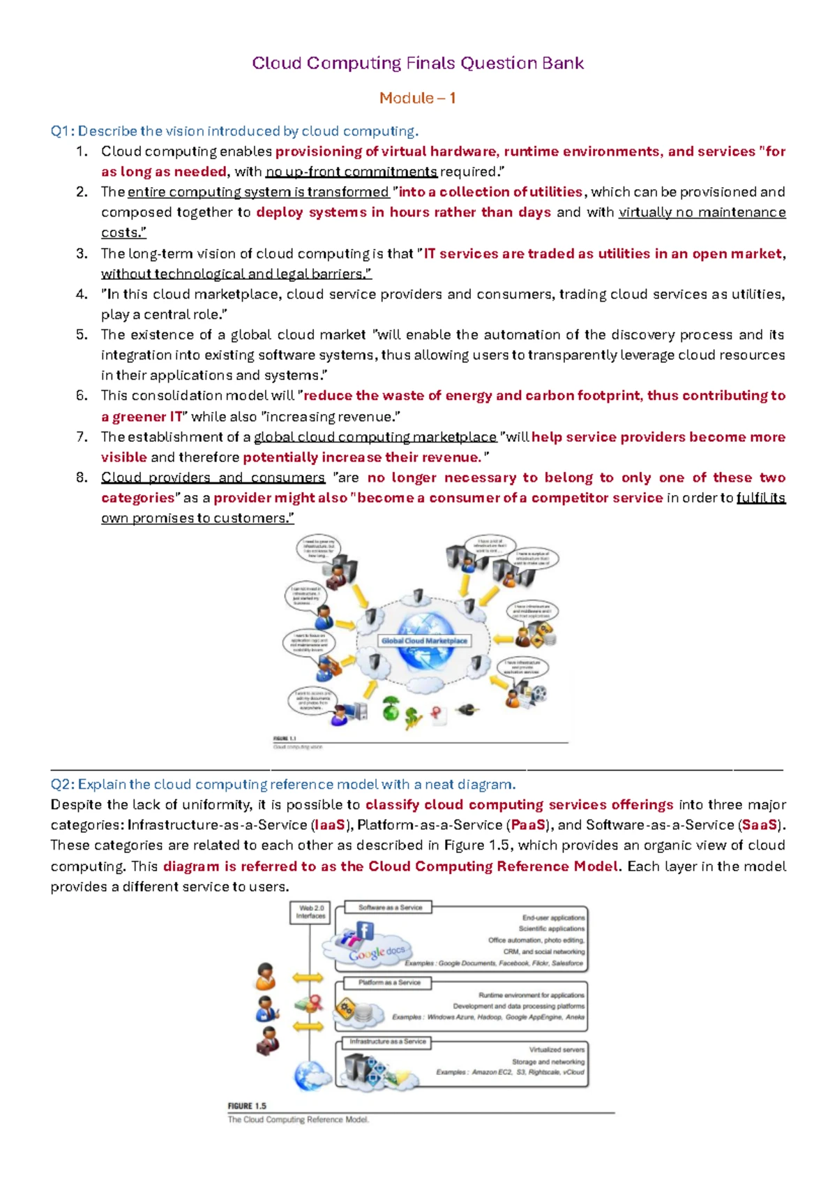 Cloud Computing - Module 3 Finals Question Bank and Key Concepts - Studocu