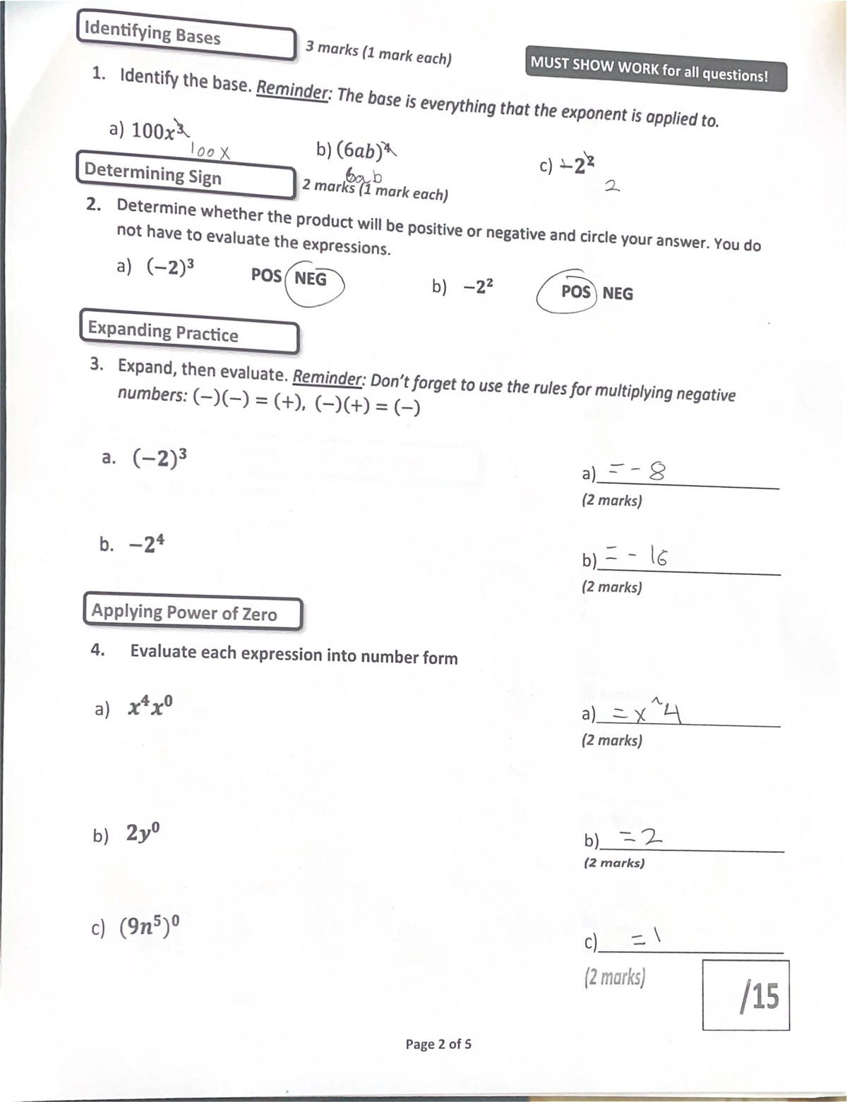 Exponents and Bases Practice Questions (MATH 101) - Studocu