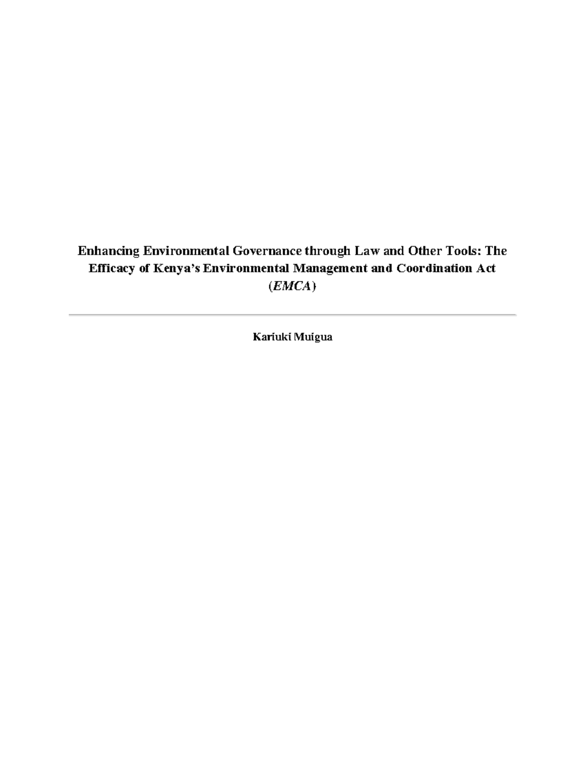 Enhancing Environmental Governance: Efficacy of EMCA (Law 2023) - Studocu