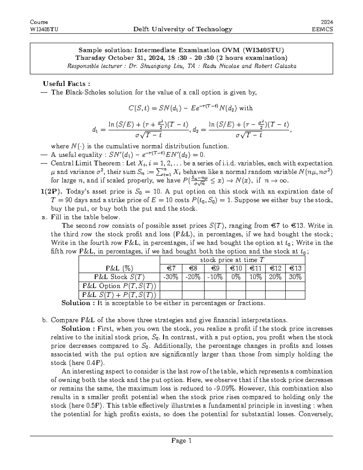 Interm Exam OVM (WI3405TU) 2024 Sample Solutions and Analysis - Studeersnel