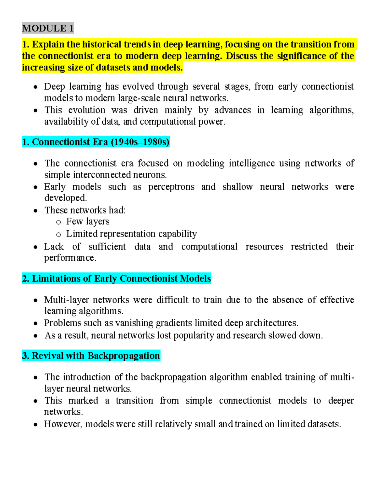 Deep Learning Exam Ready Notes (Module 1 & 2) - Studocu