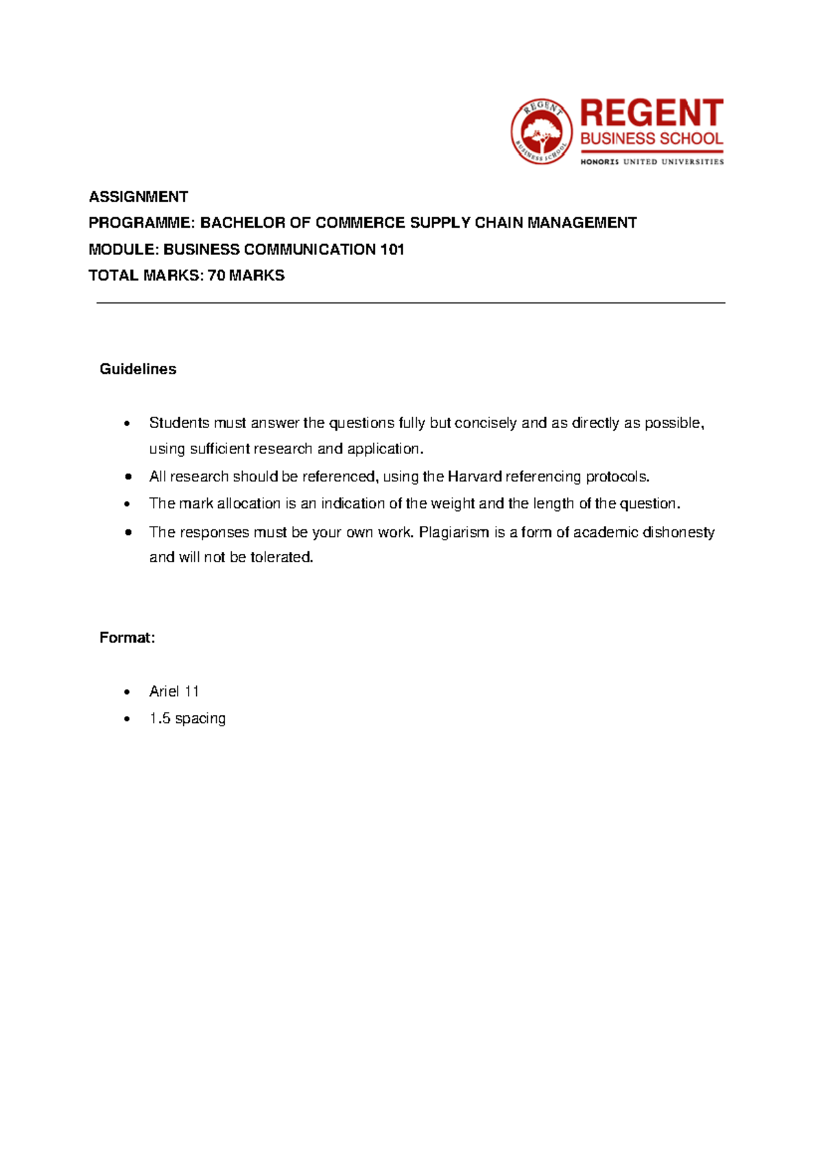 BCOM SCM Business Communication 101 - Assignment Guidelines & Questions ...