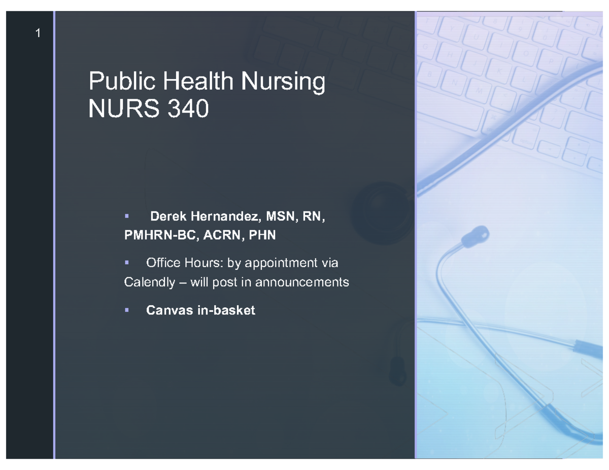 NURS 340 Week 1 - Public Health Nursing Class Notes - Studocu