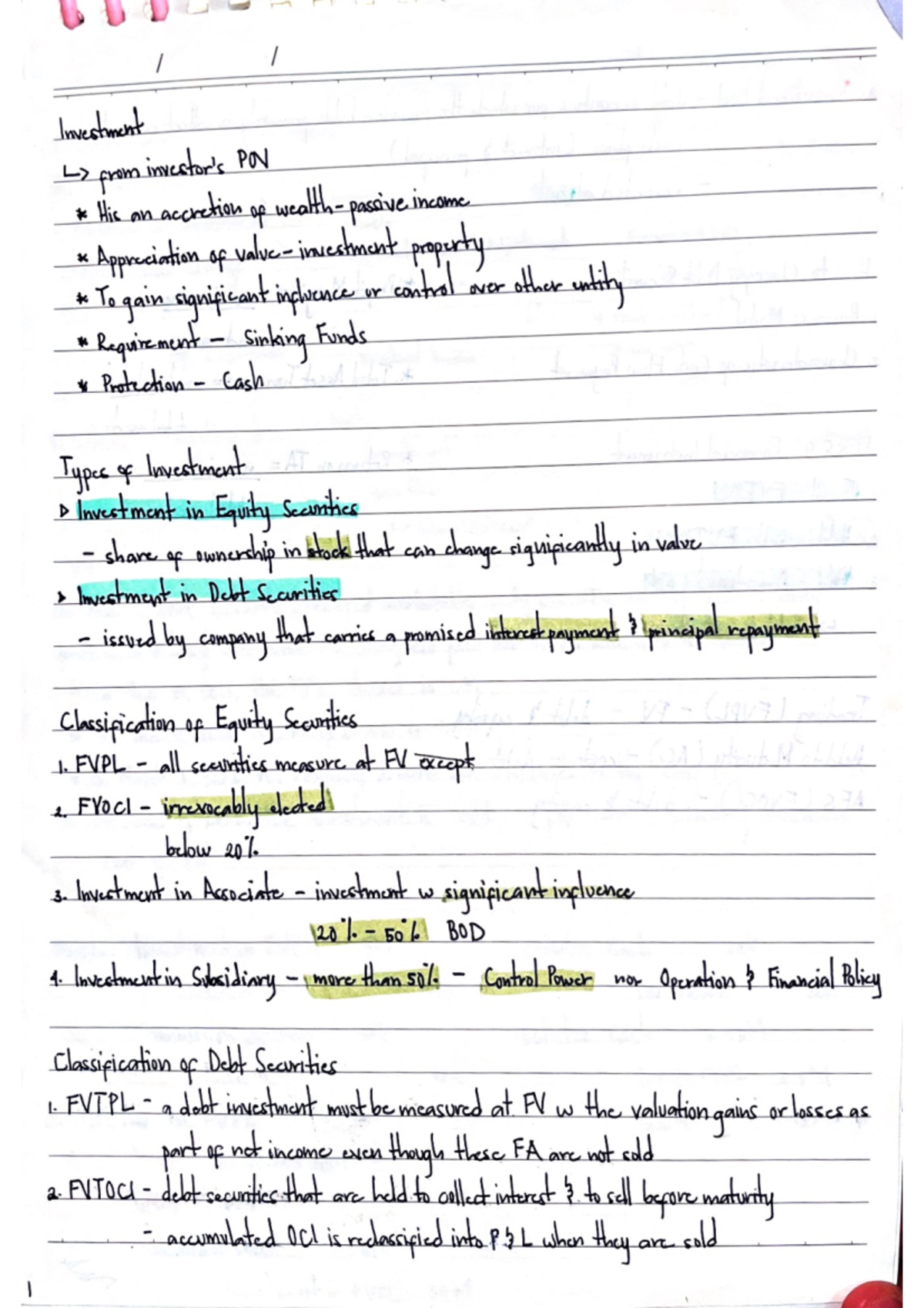 Investments Notes - Summary for INTAC 1 (Intermediate Accounting 1 ...
