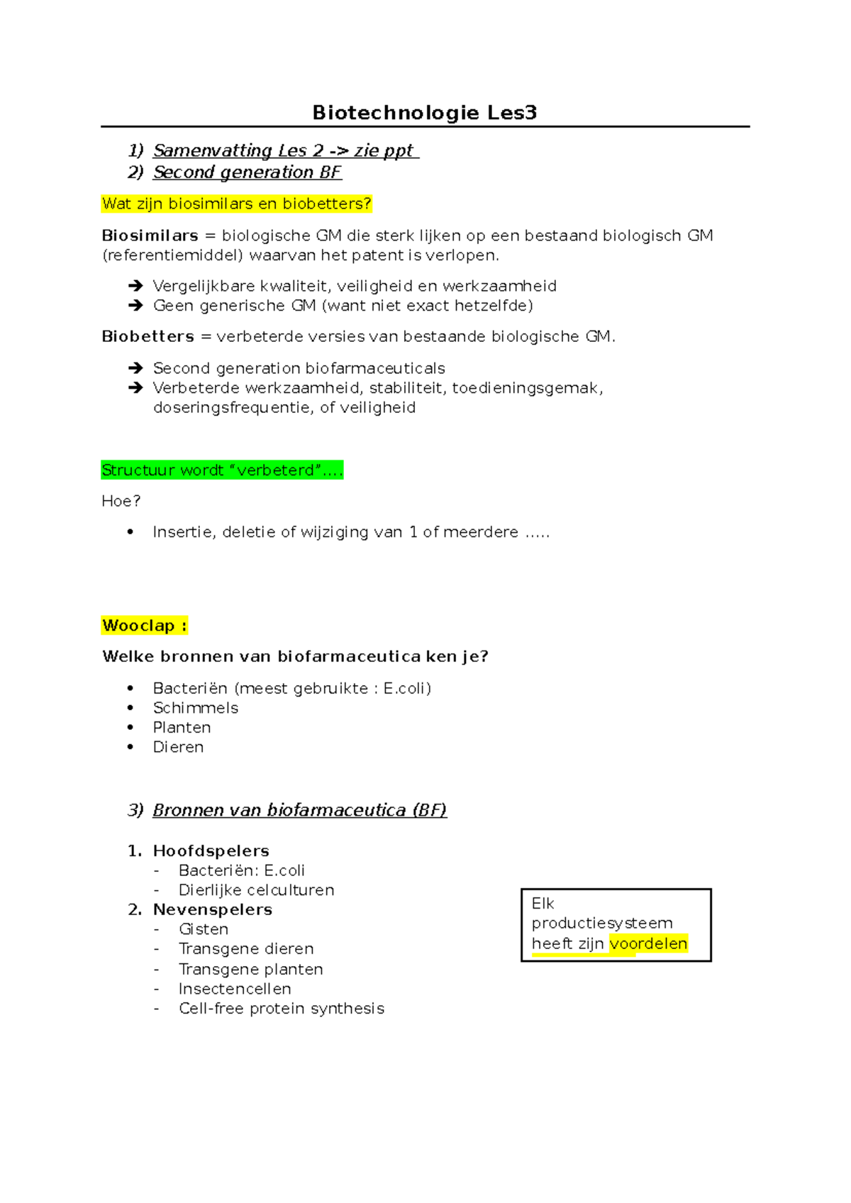 Notities Les 3: Samenvatting van Biosimilars en Biobetters in ...