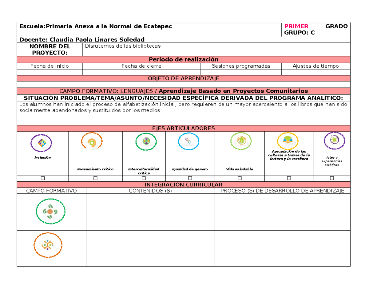Aprendizaje Basado en Proyectos Comunitarios por grado - Escuela ...