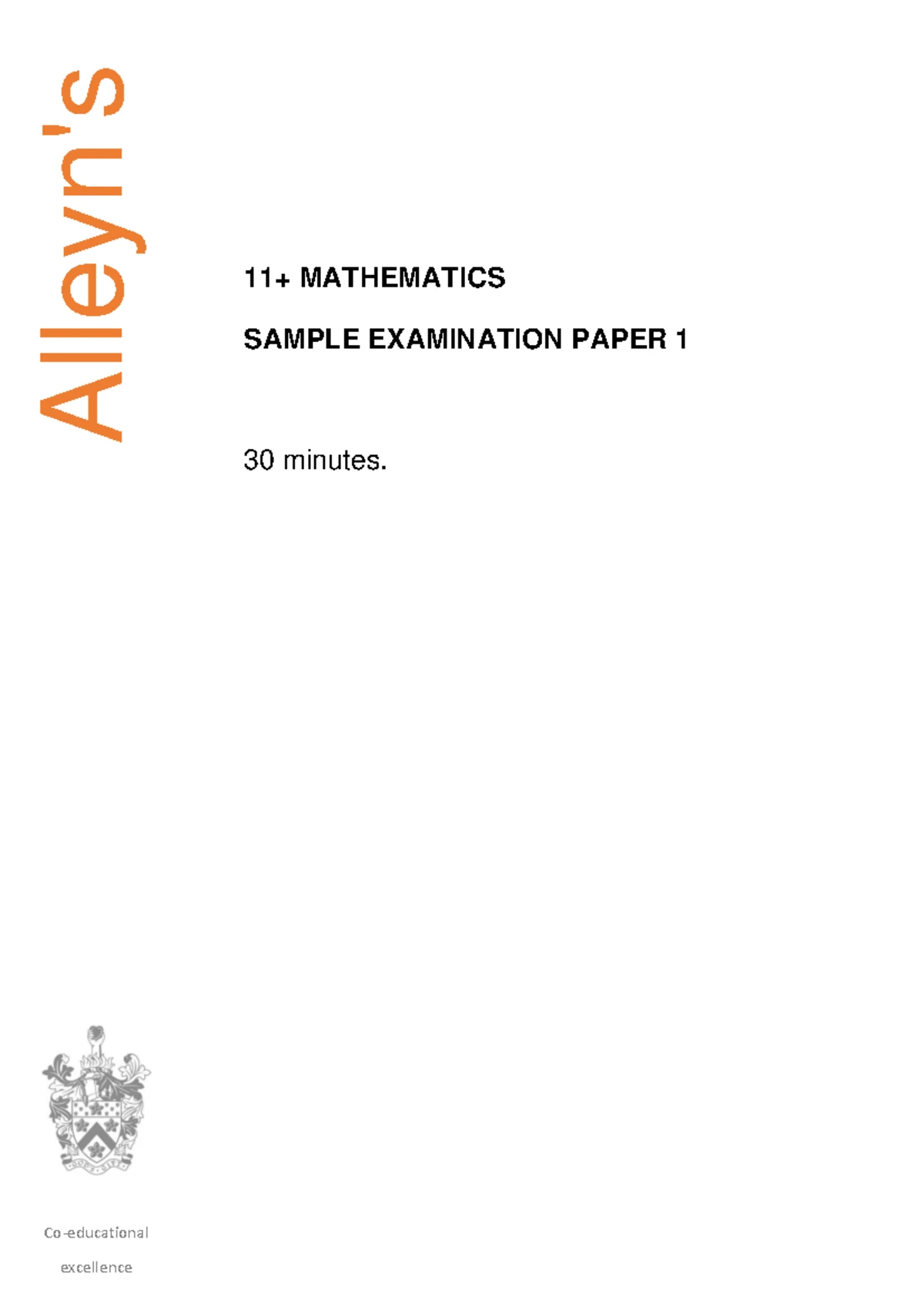 Highgate School 11 Plus Maths Sample Paper D - Highgate School Entrance ...