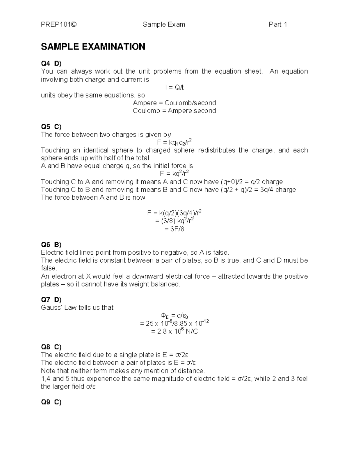 1402 Practice Exam 2013: Sample Exam Part 1 & 2 Solutions - Studocu