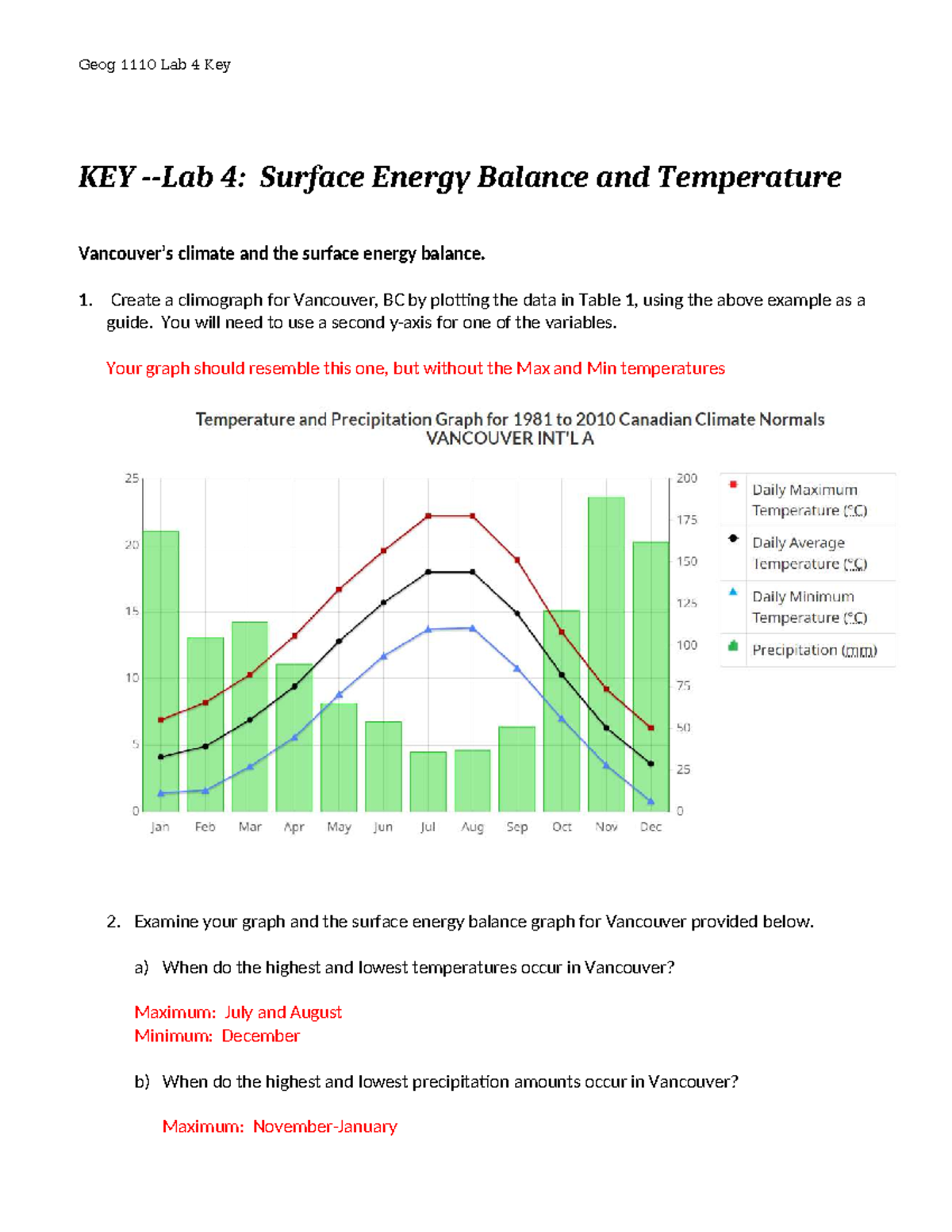 Geog 1110 Lab 4: Surface Energy Balance & Temperature Analysis - Studocu