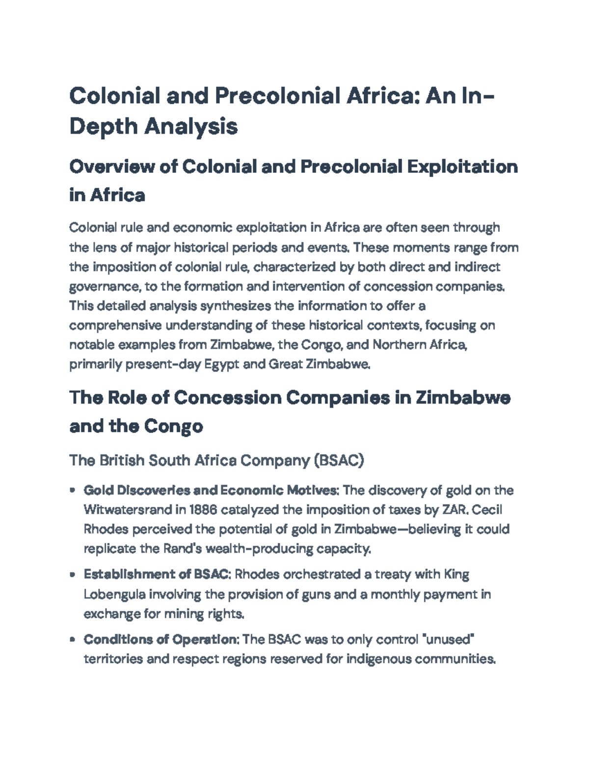 Colonial and Precolonial Africa: Economic Exploitation & Governance ...