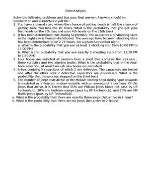 ES23 - Summary Notes on Engineering Data Analysis Concepts - Studocu
