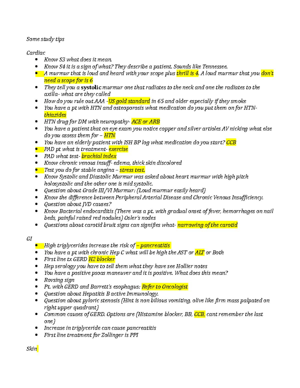 Study tips for Boards Haley updated - Some study tips Cardiac Know S3 ...