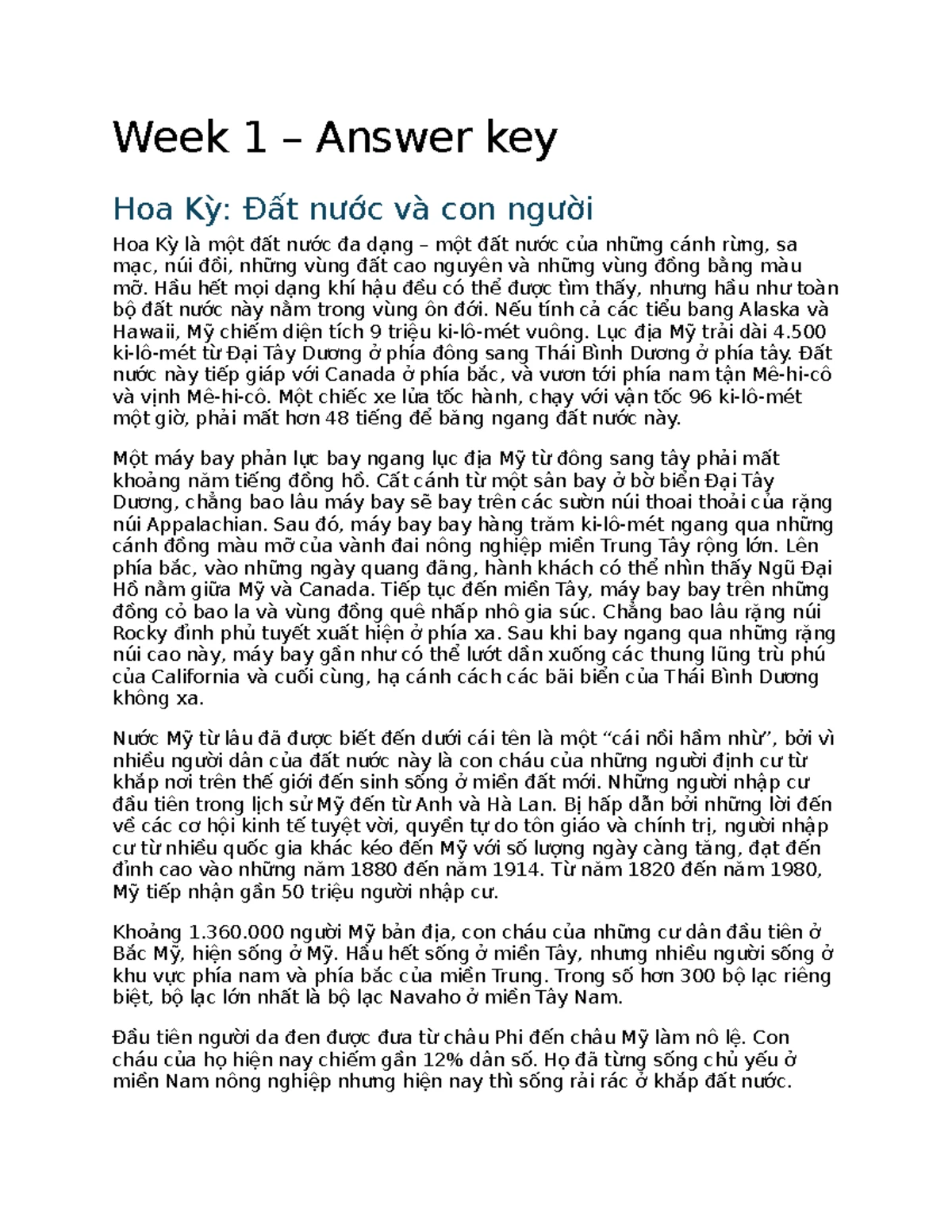 WEEK 1 ANSWER KEY: Vietnamese to English Glossary & Updates - Studocu