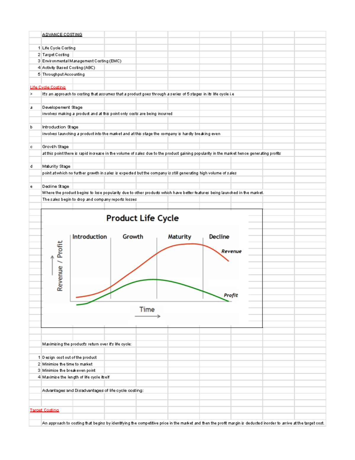 Performance Management; Advance Costing - ADVANCE COSTING 1 Life Cycle ...