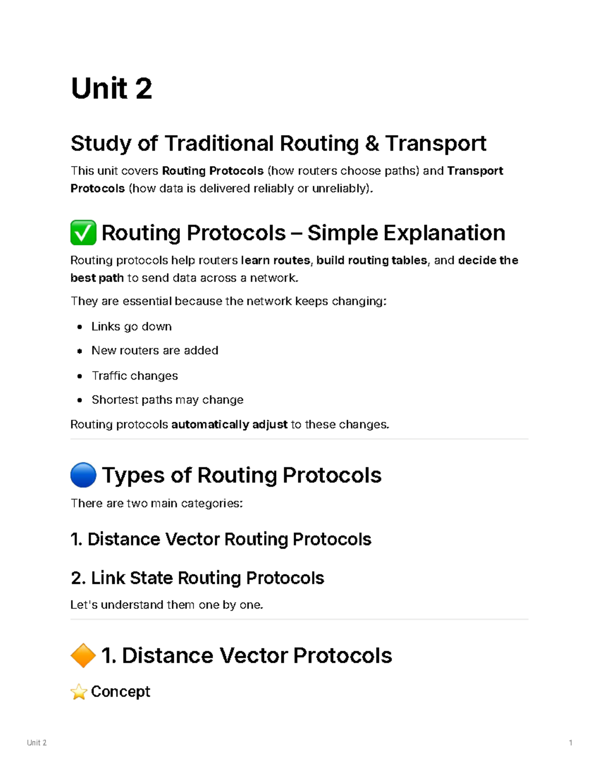 Unit 2 Study of Routing & Transport Protocols (CS-702) - Studocu