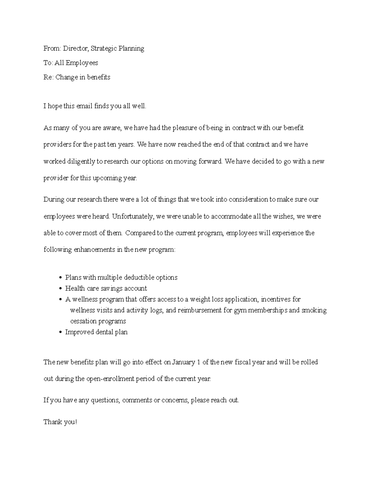 MBA 540 8-1 Email PMH - From: Director, Strategic Planning To: All ...