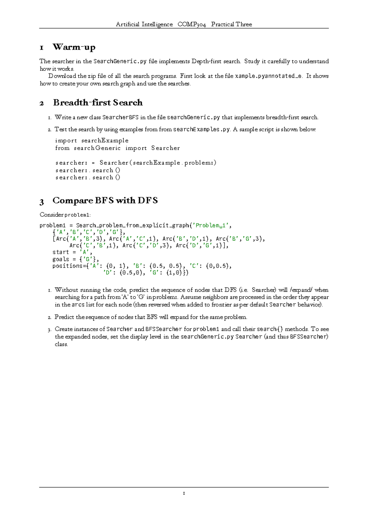 Practical Three: AI Search Algorithms COMP304 - Studocu
