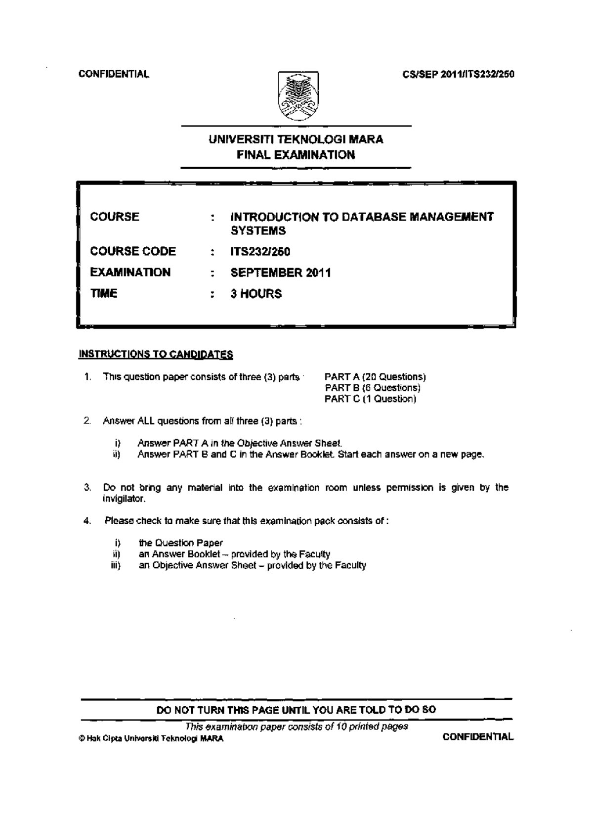 ITS232 Final Exam Questions - Database Management Systems (Sep 2011 ...