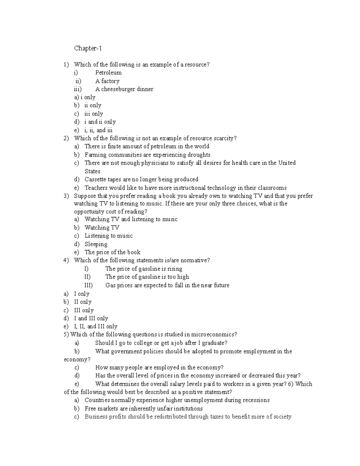 Chapter 1 Quiz Answers - Microeconomics (ECO101) - Studocu