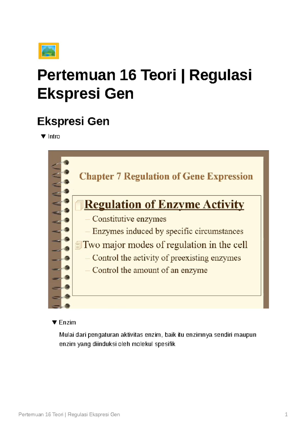 Pertemuan 16: Teori Regulasi Ekspresi Gen dalam Biologi Sel - Studocu
