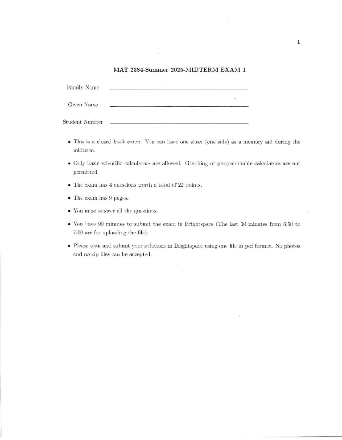 MAT 1 Midterm Exam Practice - Solutions and Tips - Studocu