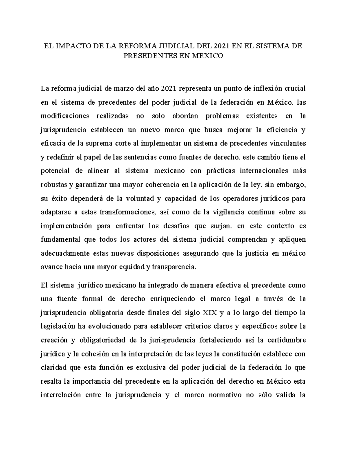 El Impacto de la Reforma Judicial 2021 en el Sistema de Precedentes en ...