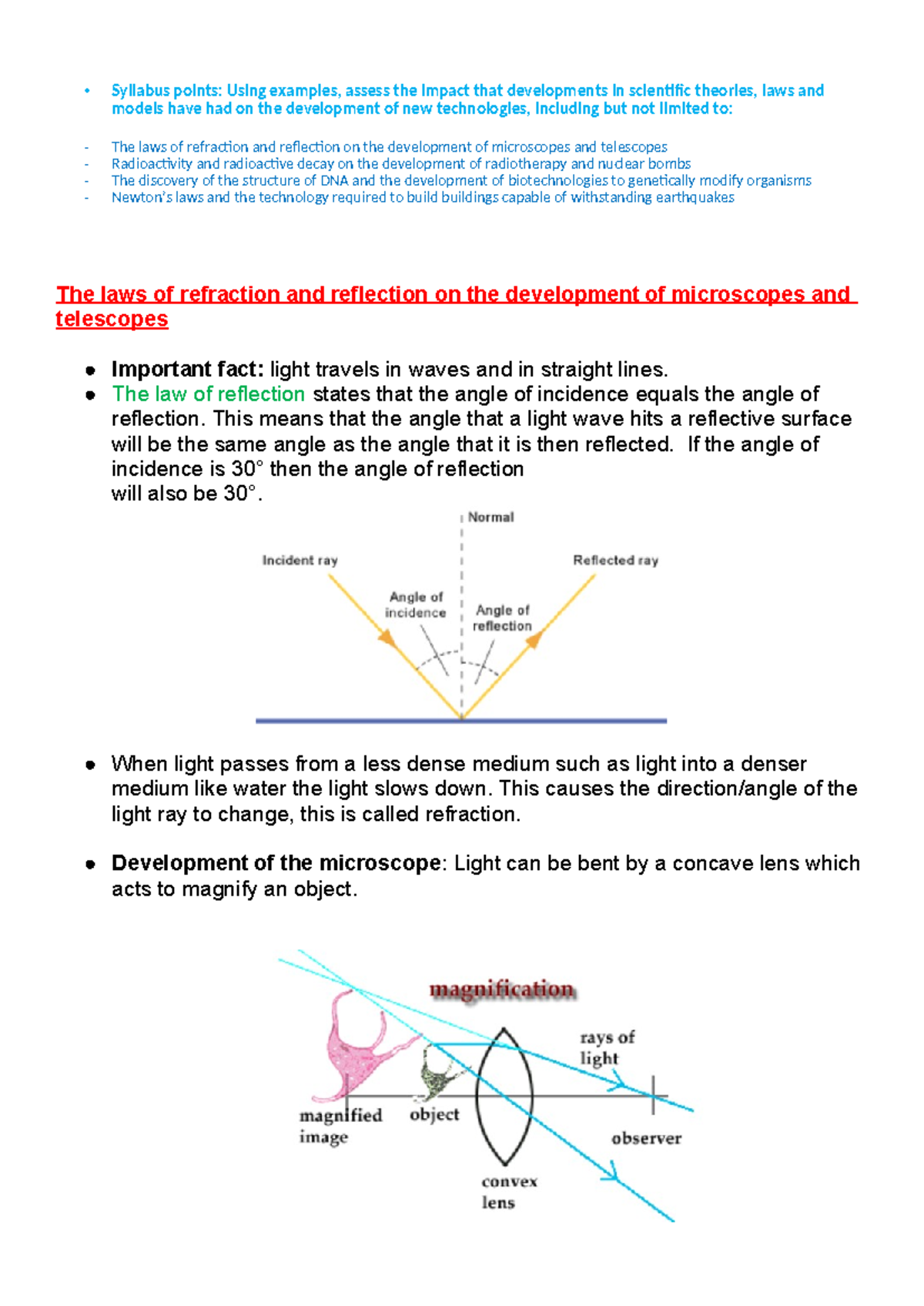 1: The Impact of Refraction and Reflection Laws on Microscopes ...