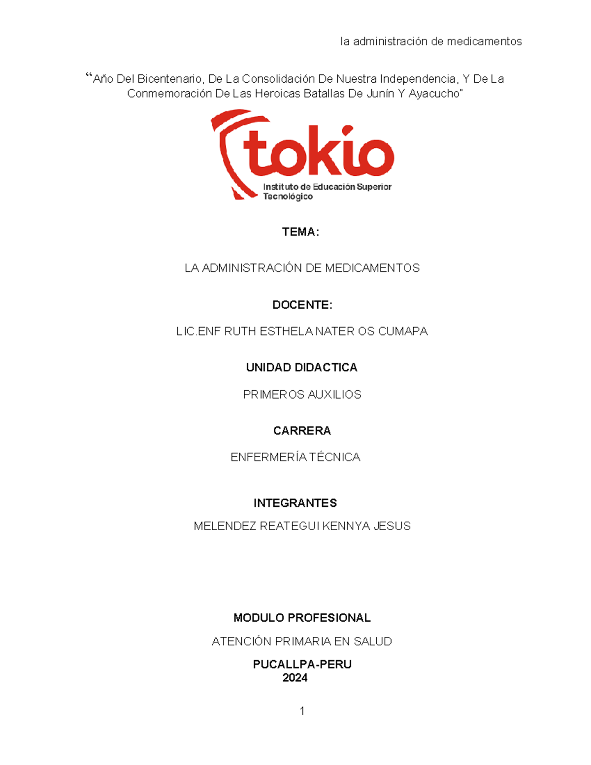 LA ADMINISTRACIÓN DE MEDICAMENTOS EN ENFERMERÍA: MONOGRAFÍA - Document Preview