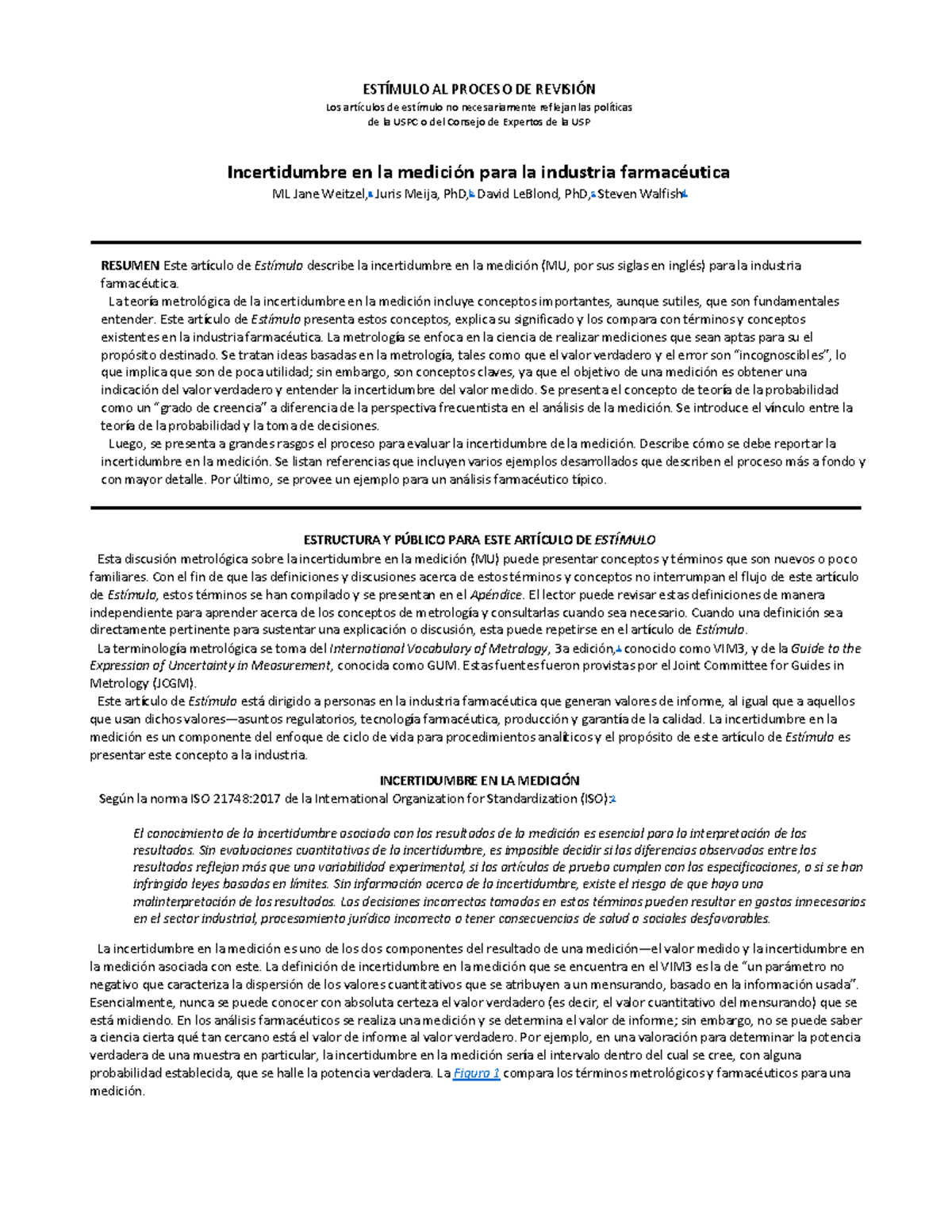 Incertidumbre en la medición farmacéutica: Conceptos y Evaluación ...