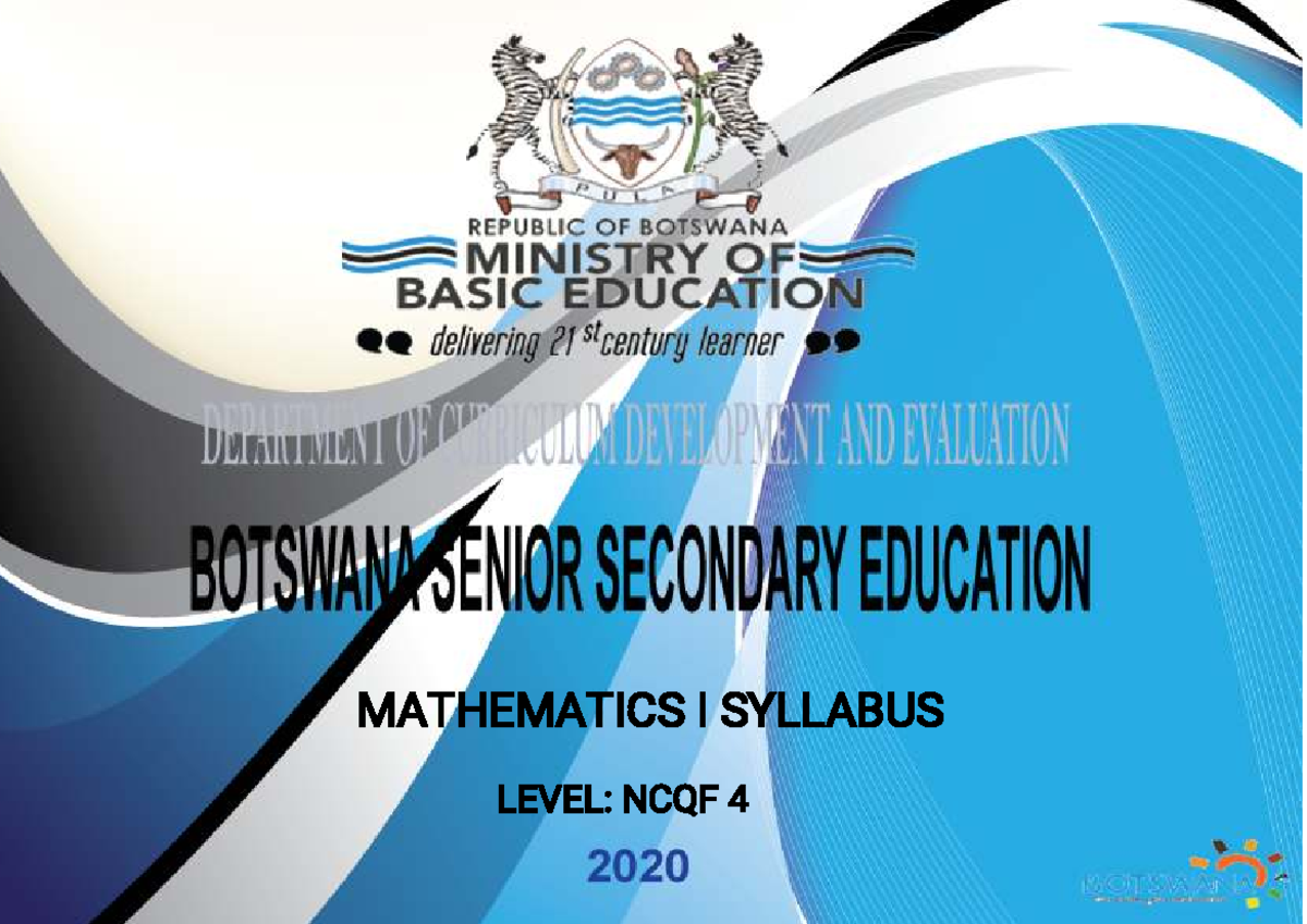 BSSE Mathematics I Syllabus - NCQF Level 4 (Final Draft) - Studocu