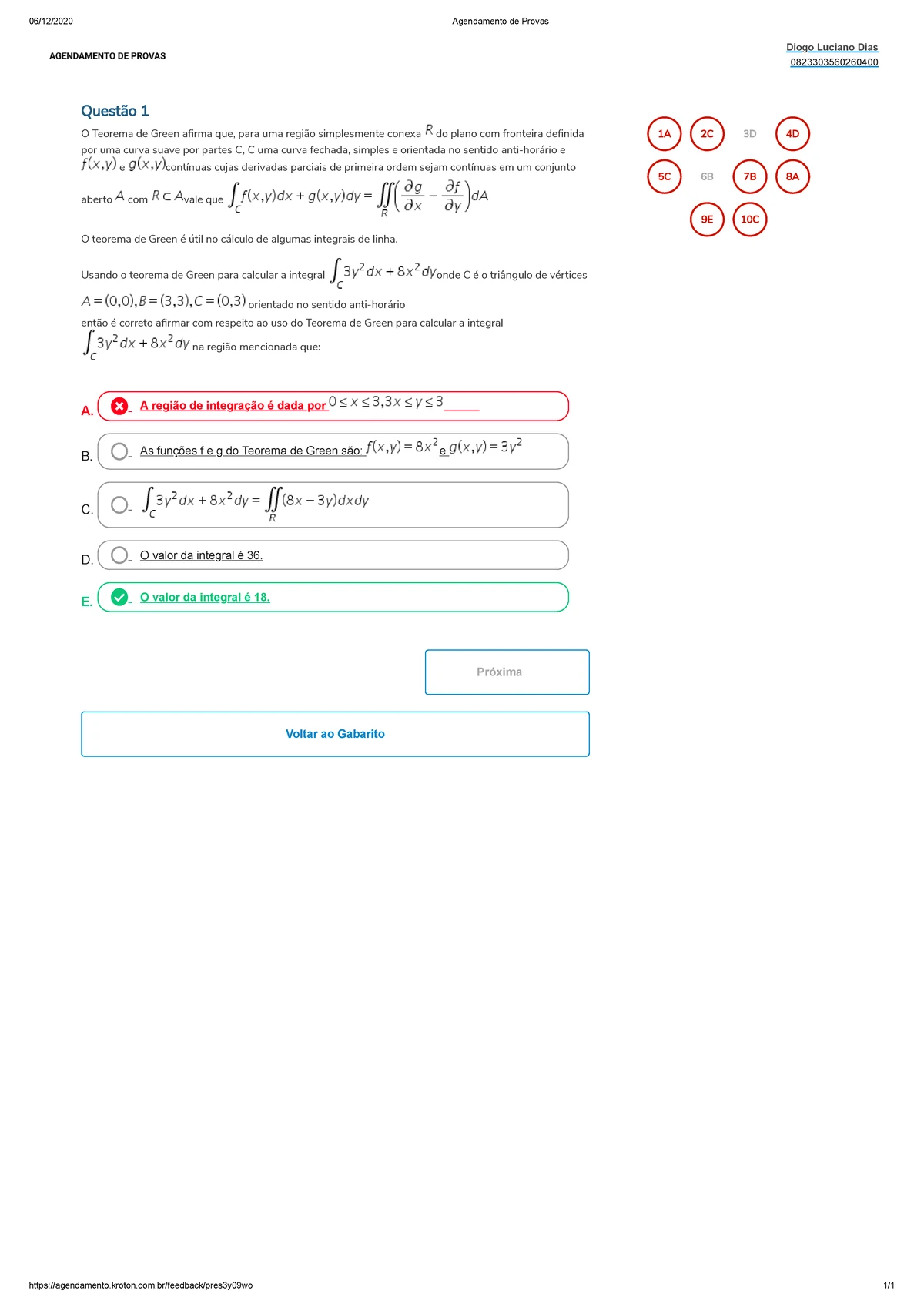 Avaliação Virtual 2 - Cálculo Diferencial e Integral IV: Exercícios e ...