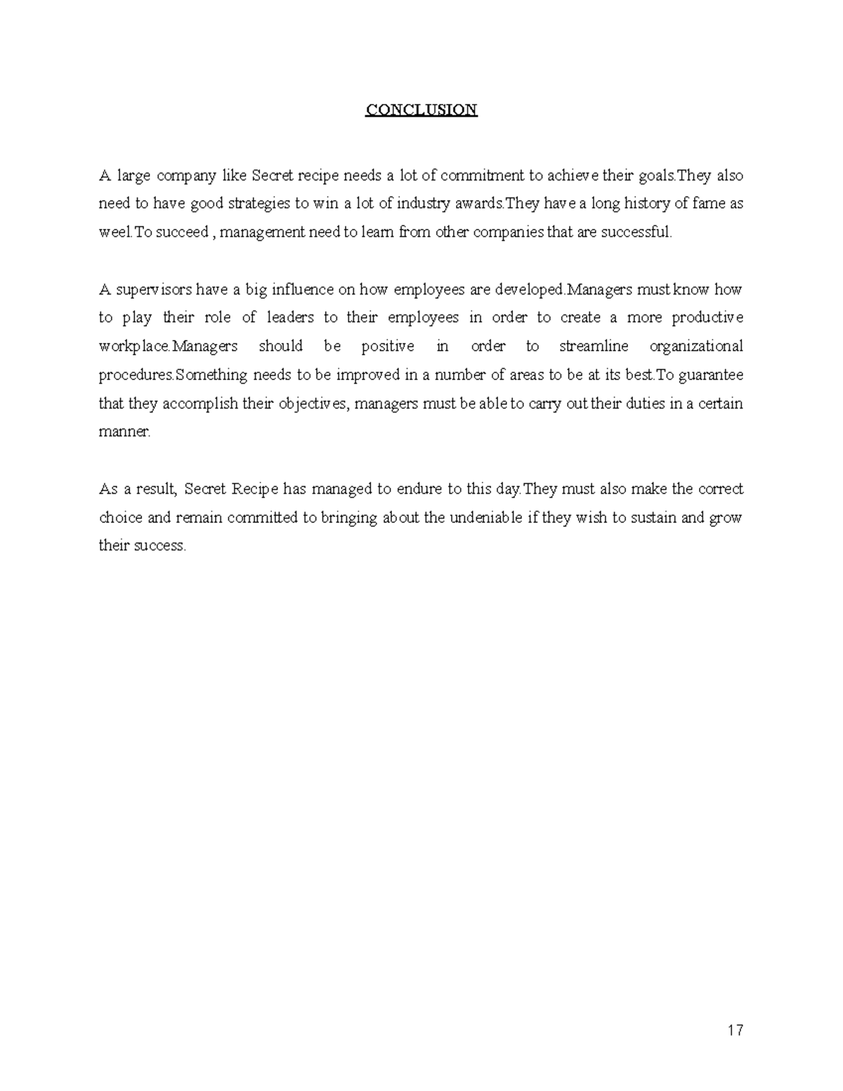 Secret Recipe Management Strategies: Key Conclusions and Insights - Studocu