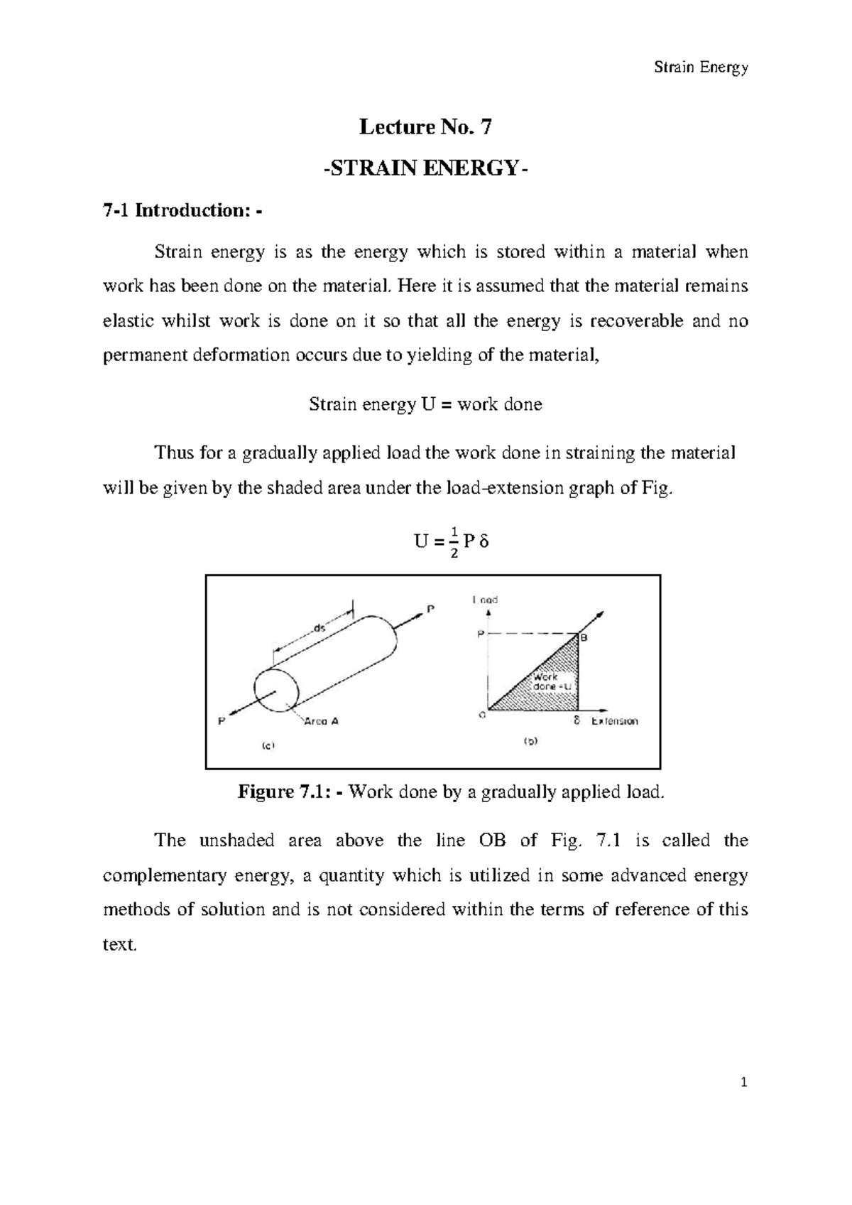 Strain Energy Lecture Notes: Understanding Elastic Energy Concepts ...