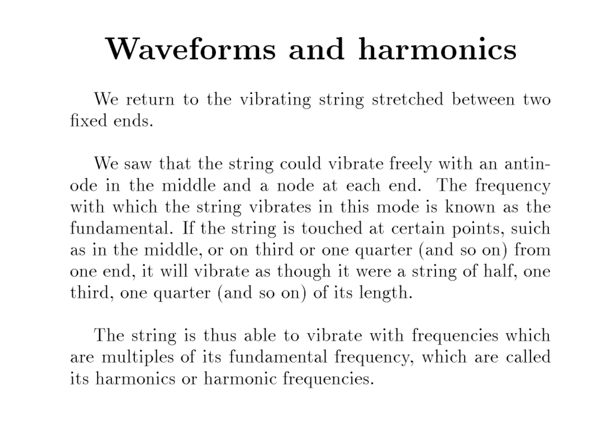 Waveforms and Harmonics in Vibrating Strings - Lect 10 - Studocu