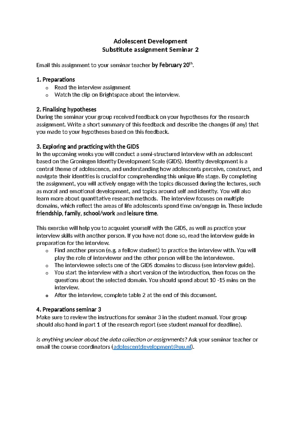 Ad Dev Substitute Assignment: Seminar 2 Guidelines and Preparation ...