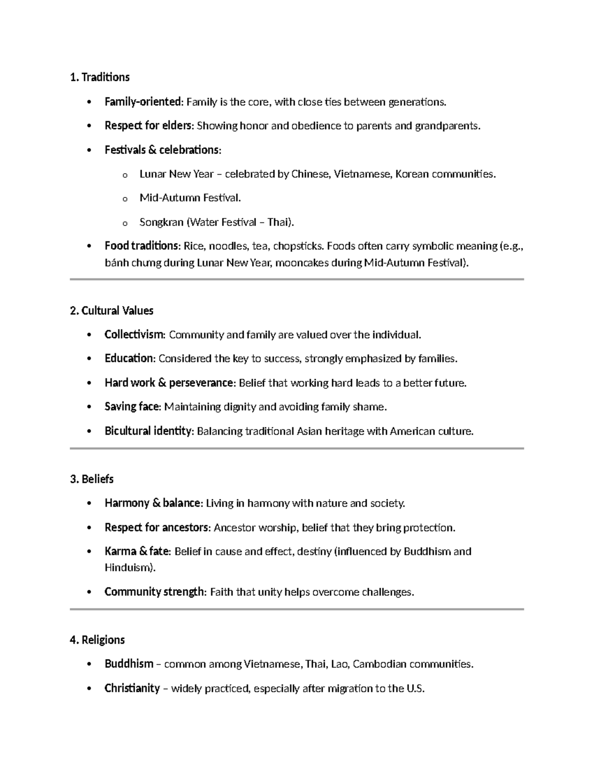1B Traditions, Cultural Values, Beliefs, and Religions Overview - Studocu
