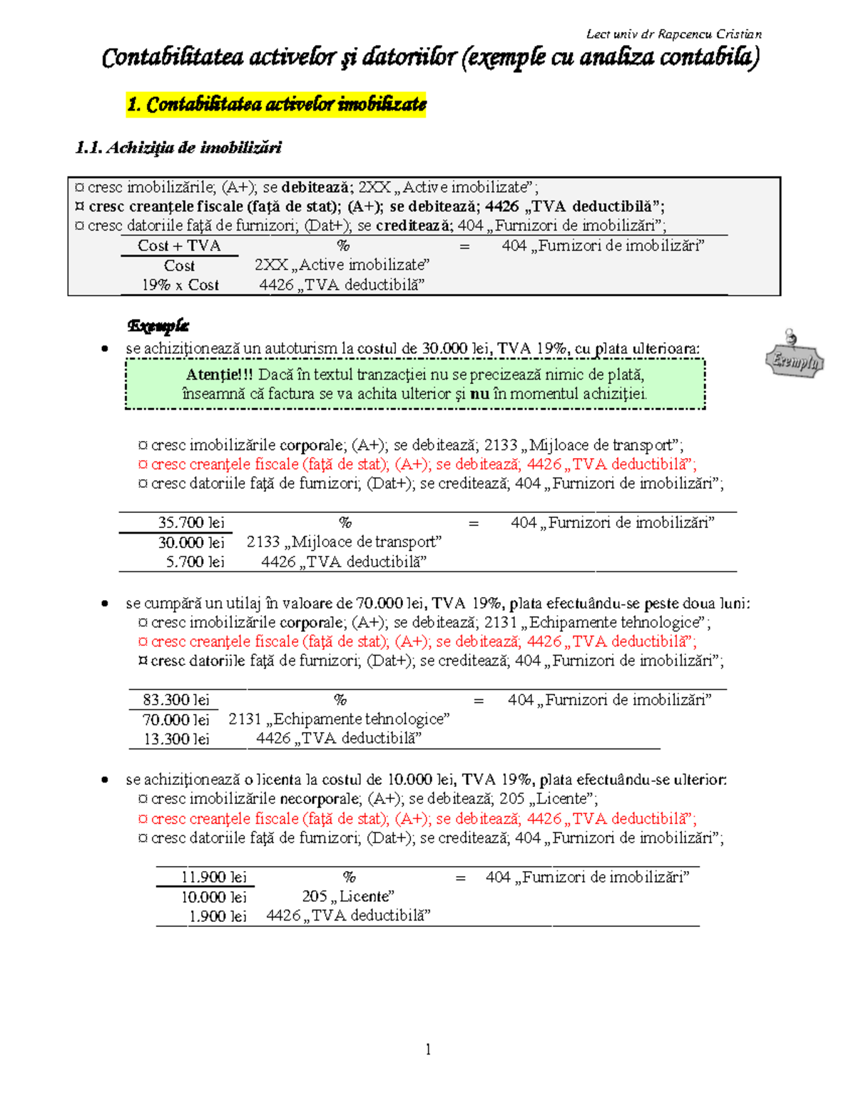 Contabilitatea activelor şi datoriilor (exemple cu analiza contabila ...