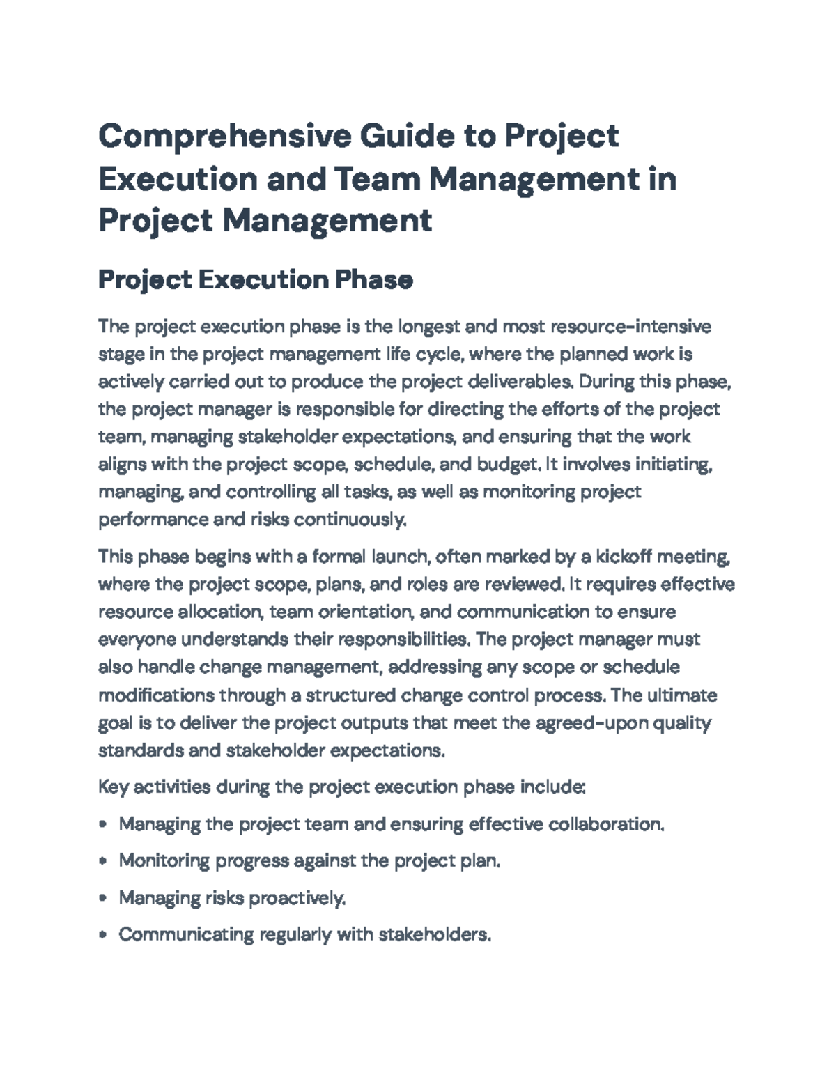 Comprehensive Guide to Project Execution & Team Management (PM 101 ...