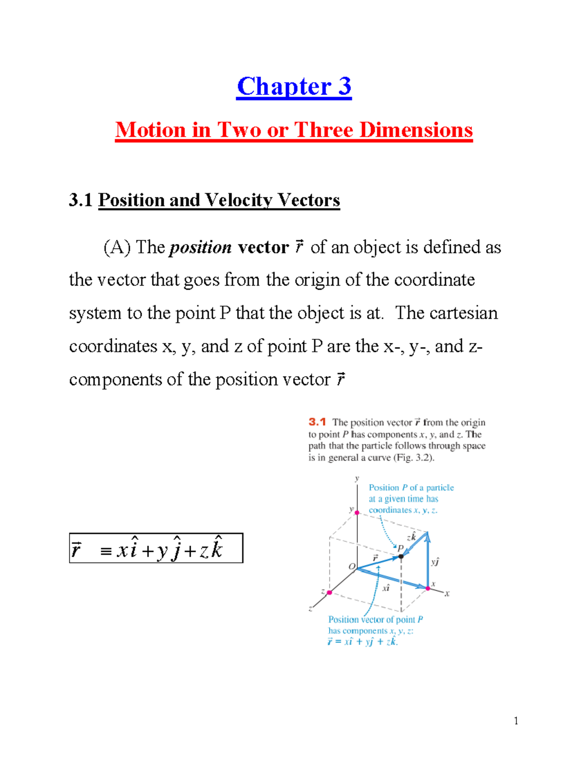 Chapter 3 Arnold Notes - ch3 - Chapter 3 Motion in Two or Three ...