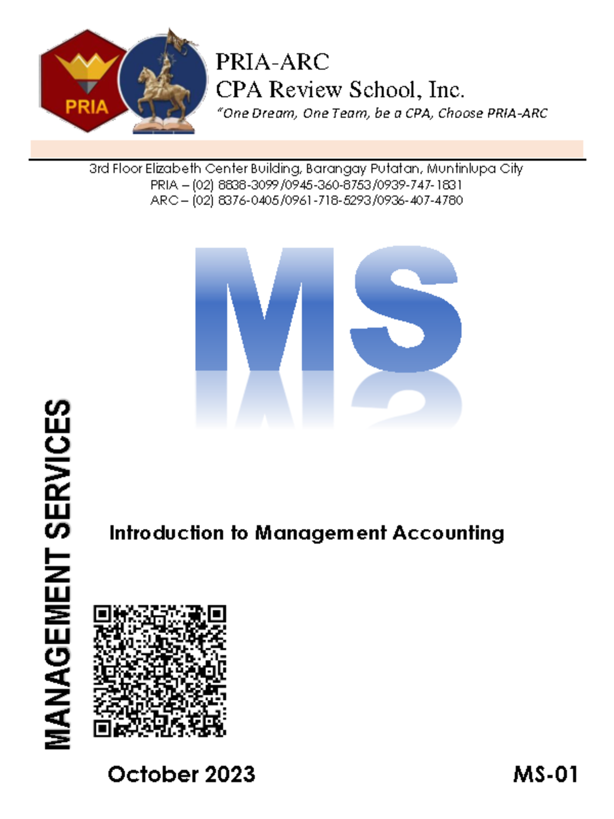 MS-01 Lecture Notes: Introduction to Management Accounting Overview ...