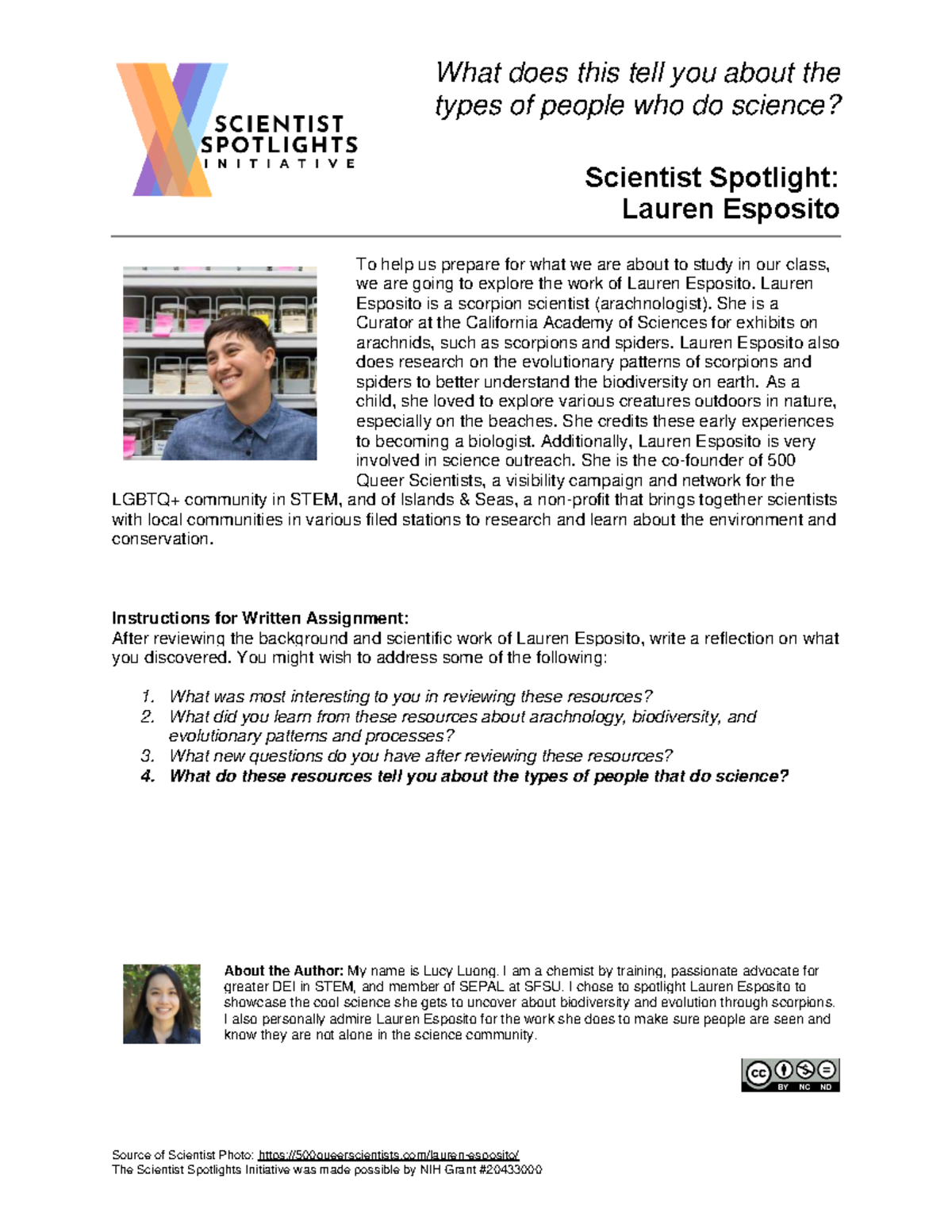 Scientist Spotlight 4 -Lauren Esposito - What does this tell you about ...