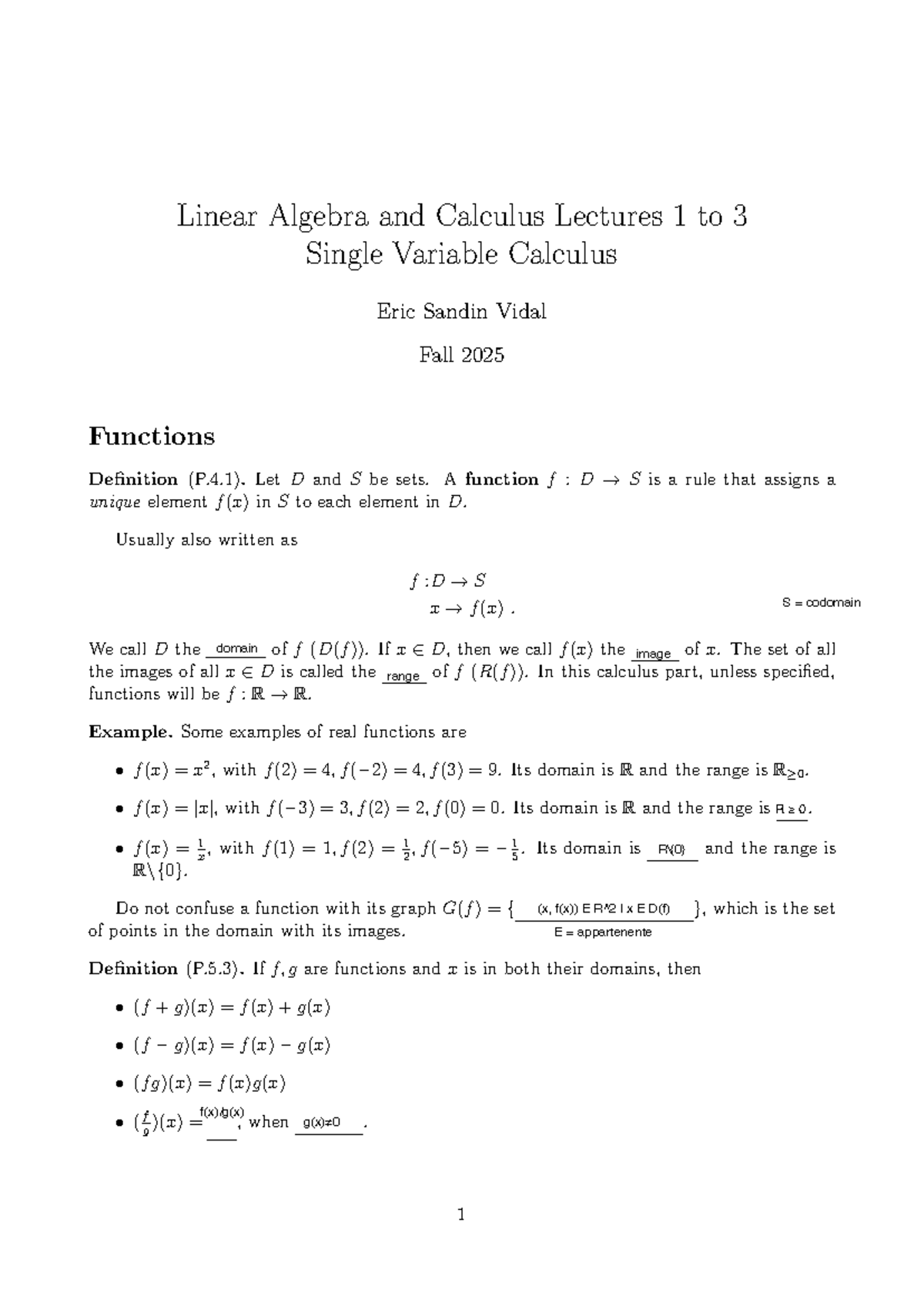 MATH 101: Single Variable Calculus Lecture Notes (Ch. 1-3) - Studeersnel