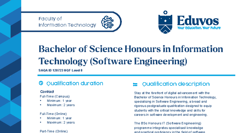 BSc Honours IT (Software Engineering) 2025 Factsheet & Overview - Studocu