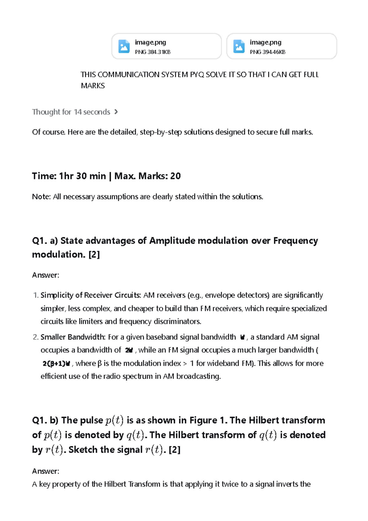 Communication System (CS101) Final Exam Solutions and Analysis - Studocu