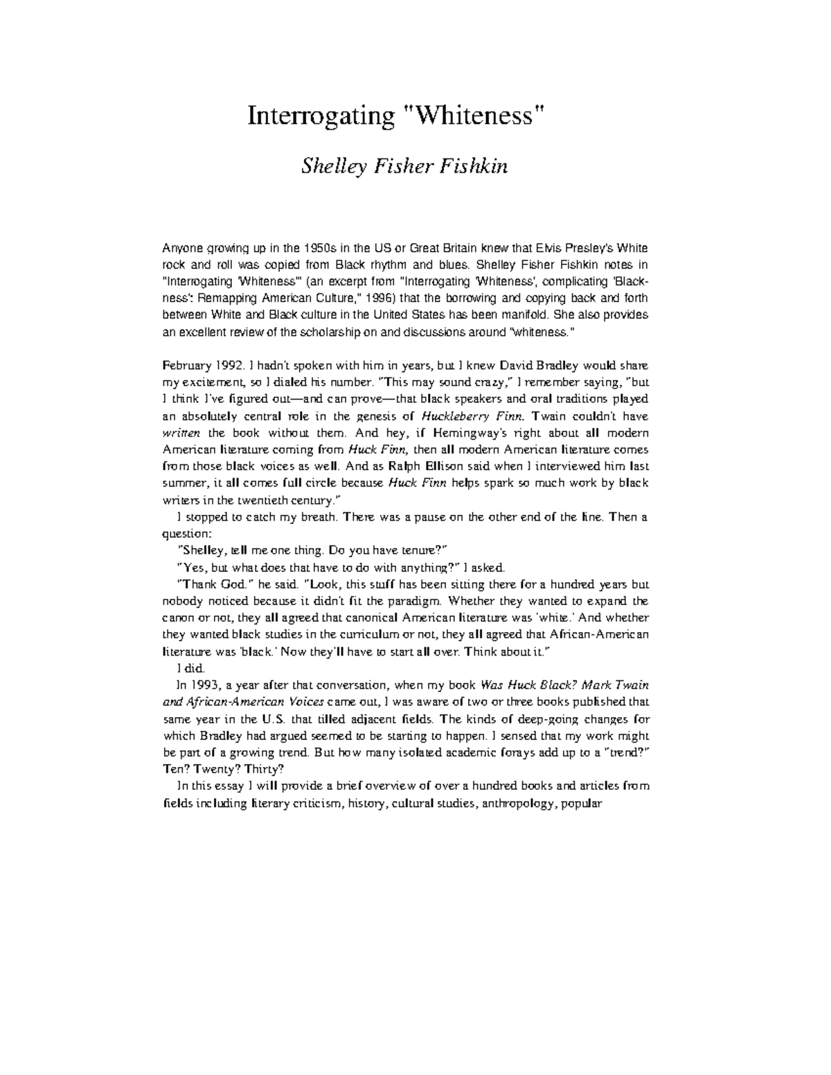Interrogating Whiteness in American Literature: A Study of Race and ...