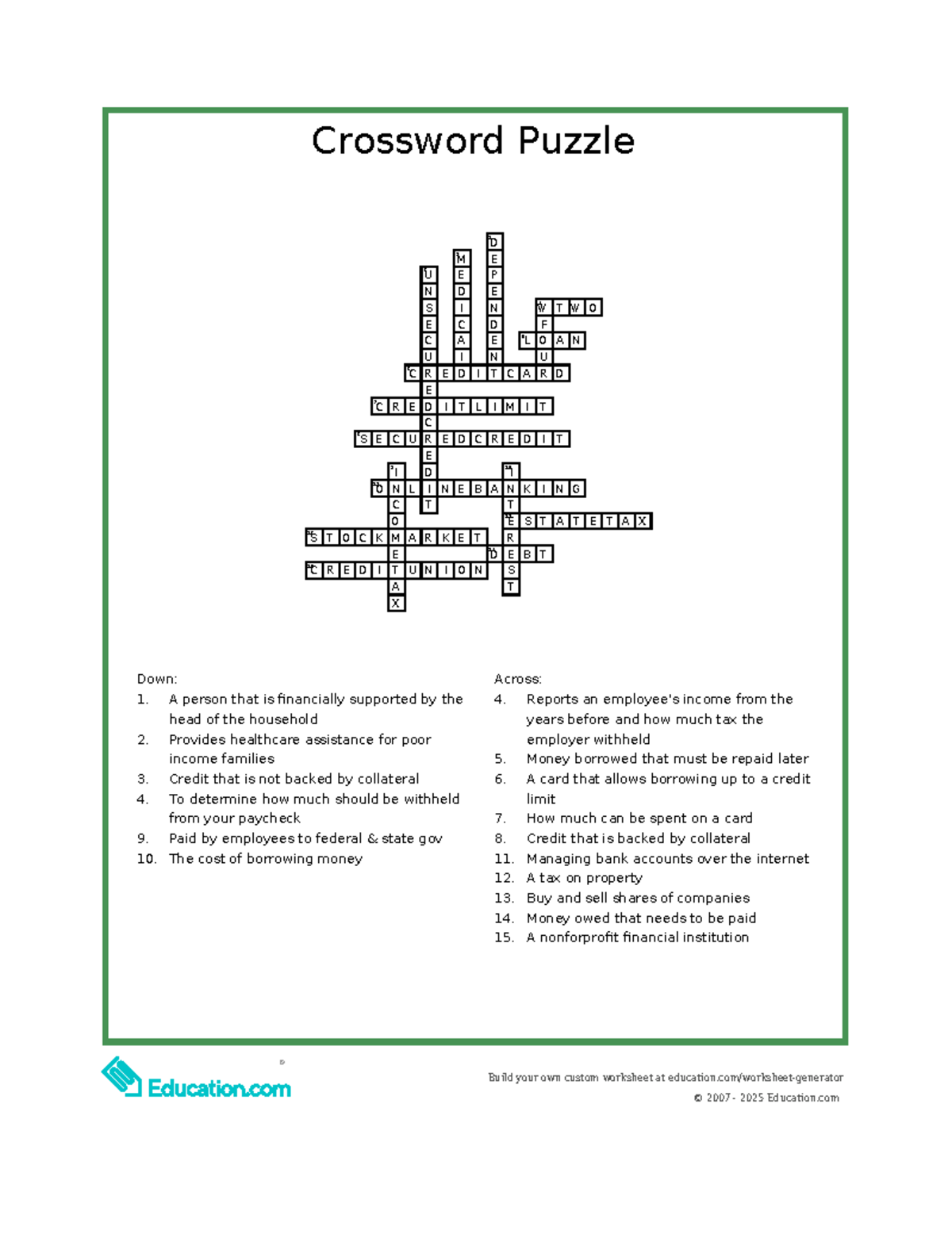 Worksheet answerkey - word search - Build your own custom worksheet at ...